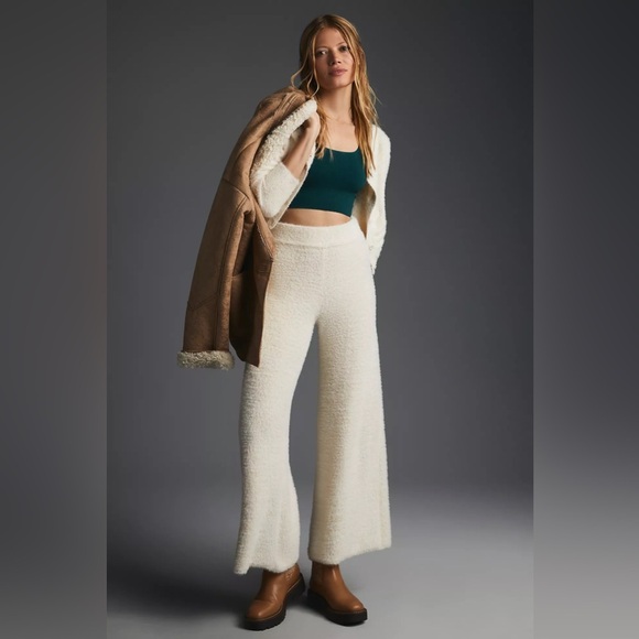 Daily Practice Anthropologie Womens Wide Leg Knit Cozy Fuzzy Pants Size Medium - Picture 1 of 10